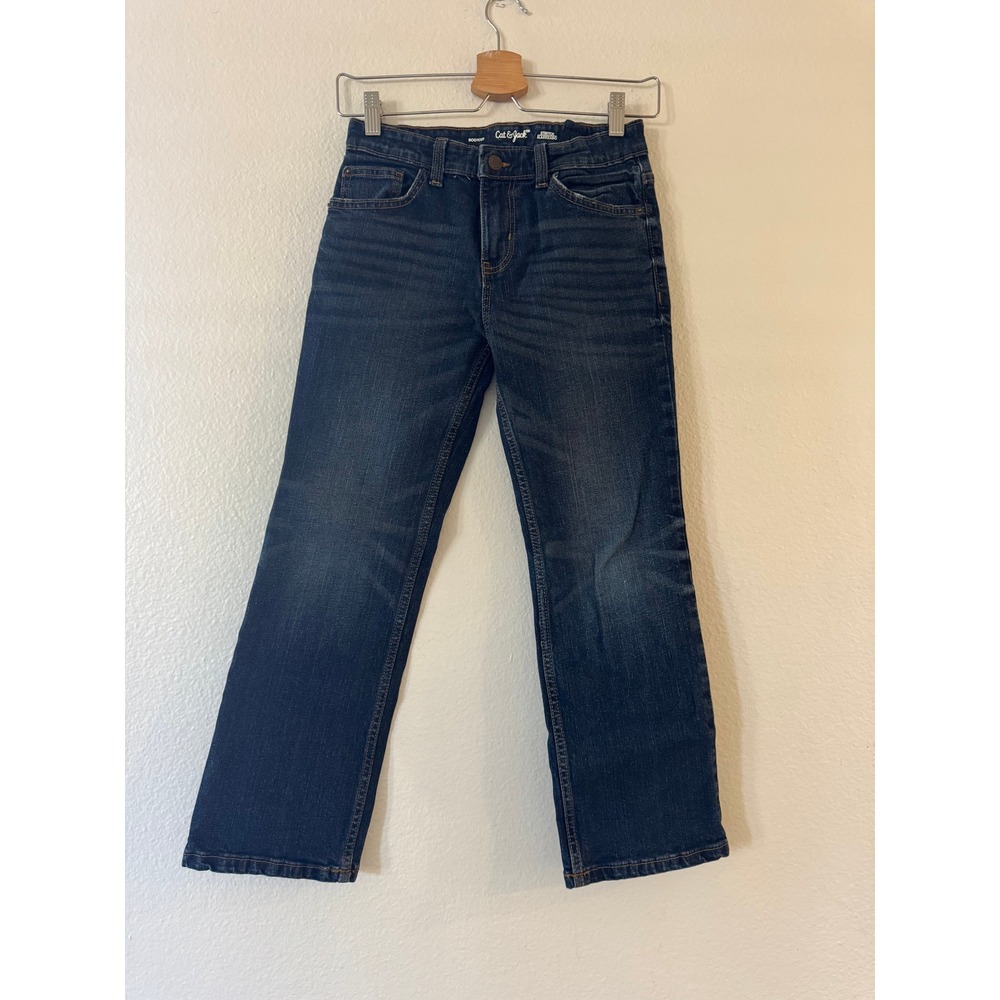 Cat &‎ Jack Boys Bootcut Jeans Stretch Adjustable Waist Size 10 Dark Wash Exc
